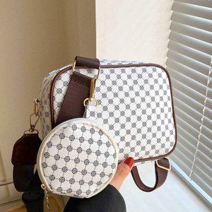 WOMENS MINI 2PC GEOMETRIC PATTERN  PU LEATHER  BAG